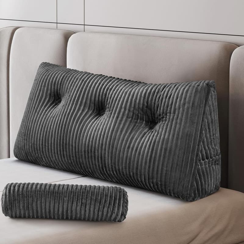 Large Wedge Pillow Headboard, Double Triangular Headboard Pillow, Reading Pillow for Standard Bed with Roll Pillow