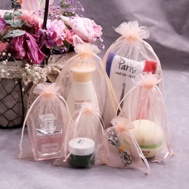 20-Pack Solid Color Transparent Wedding Candy Gauze Bag, Accessory Organza Drawstring Bag, Sachet Mosquito Breathable Mesh Bag