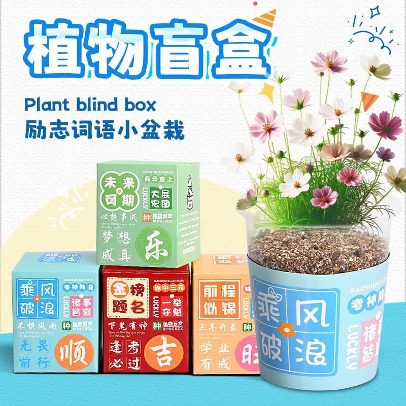 Creative Inspirational Plant Potting Kit for Kids, Blind Box Plant Growing Set, Kindergarten Student Prize, Flower and Plant Mini Pot