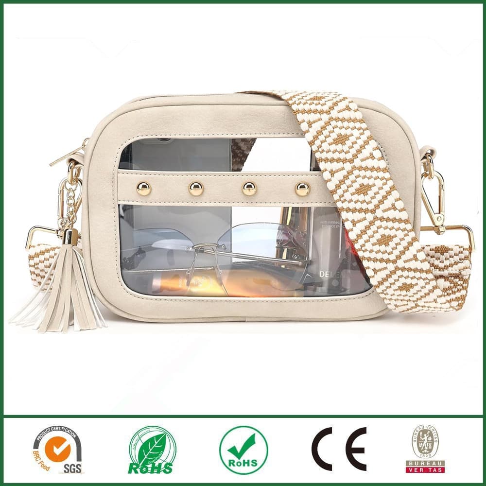 Women's Stadium Clear Clutch, PVC Crossbody Bag, Stadium Approved Backpack for Events