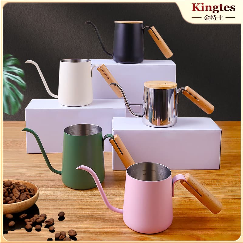 304 Stainless Steel Hand Drip Pot, Home Mini Coffee Pot, Small Hanging Ear Thin Mouth Long Spout Kettle 250ml with Lid