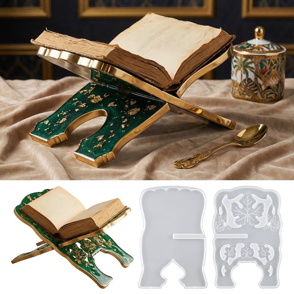 Cross-border DIY Crystal Epoxy Mold Interlocking Book Stand Resin Mold Reading Book Stand Music Score Stand Silicone Mold