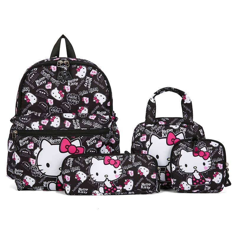 New Cross-Border Backpack 4-Piece Set, Multifunctional Cute Cartoon School Bag for Girls, Lightweight Outdoor Travel Backpack