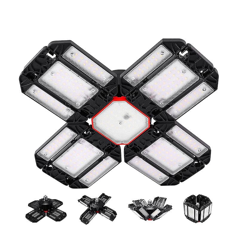 Foreign trade folding garage light, radar sensor bulb, eight-blade deformable light, industrial and mining light, UFO light.