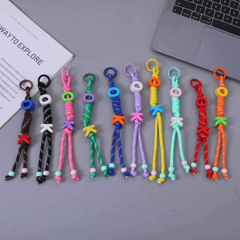 Ins Style Trendy Letter Braided Rope Keychain Pendant Promotional Small Gift Bag Pendant Mobile Phone Lanyard Customization