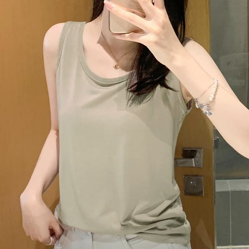 Versatile Solid Color Camisole with a Stylish Design, Minimalist Style for Summer, Loose and Comfortable, Thin and Flowy Tank Top