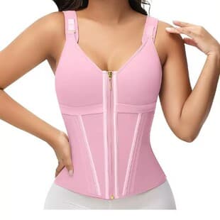 TK Double-Layer Zipper Waist Cincher Corset Tummy Control Shein Amazon Mesh Steel Bone Shapewear Vest Body Shaper