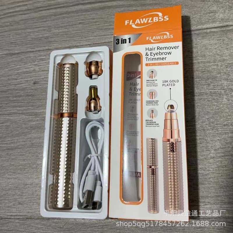 New Cross-Border Three-in-One Electric Eyebrow Trimmer Lipstick Razor Women's Hair Removal Device Multifunctional Rechargeable Nose Trimmer Pen