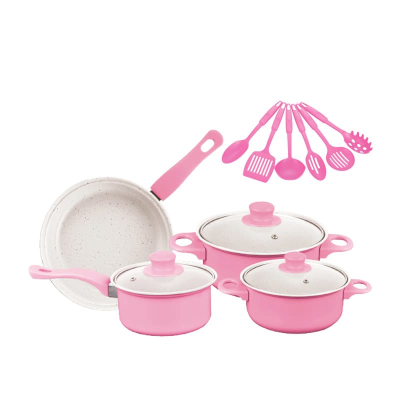 13-Piece Nonstick Cookware Set with Spatula, Stockpot, Milk Pan, Frying Pan, Cross-Border Mofan Stone Pot Multi-Piece Set