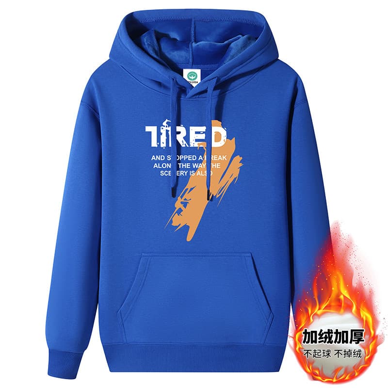 Heavyweight Hooded Pure Cotton Sweatshirt for Men and Women, Autumn Winter Fleece-Lined Thickened Loose Streetwear Pullover Hoodie for Young Students
