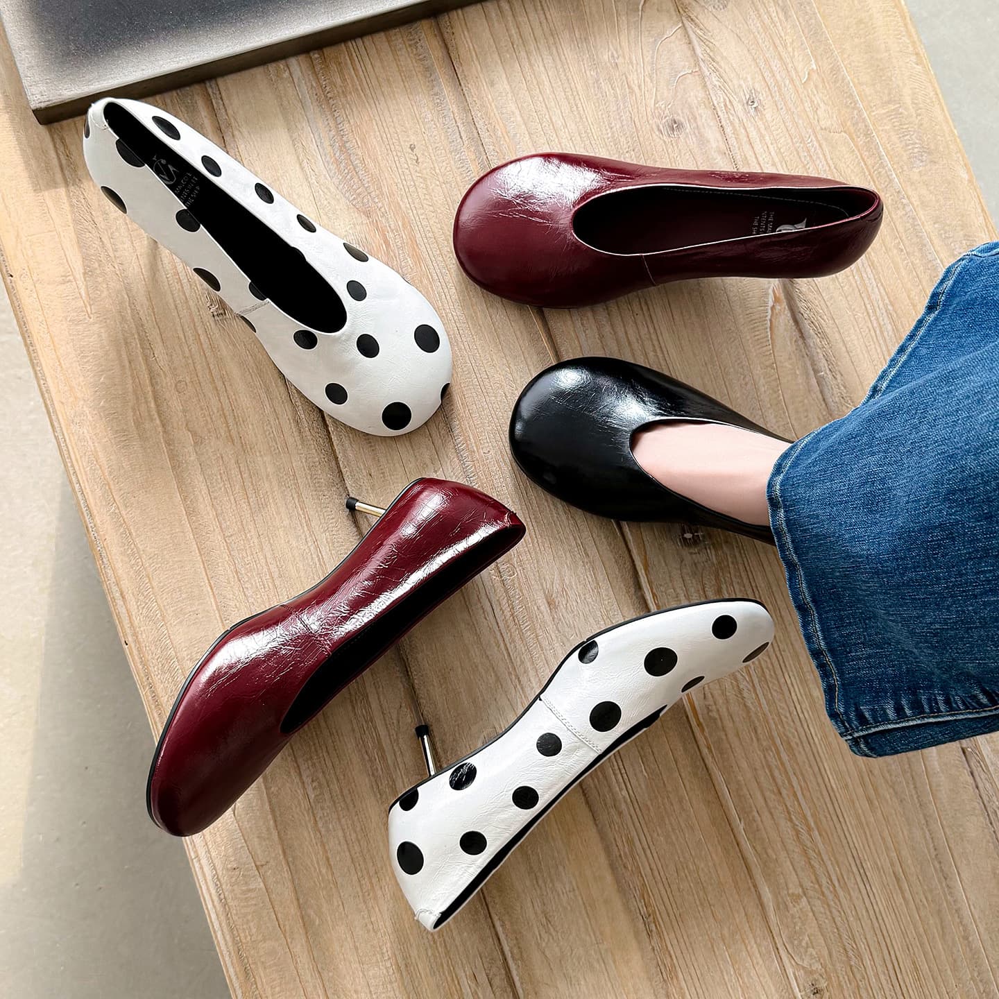 Old Money Style! 26 French Minimalist Round-Toe Granny Shoes, Genuine Leather Retro Polka Dot Stiletto High Heels with a High-End Feel