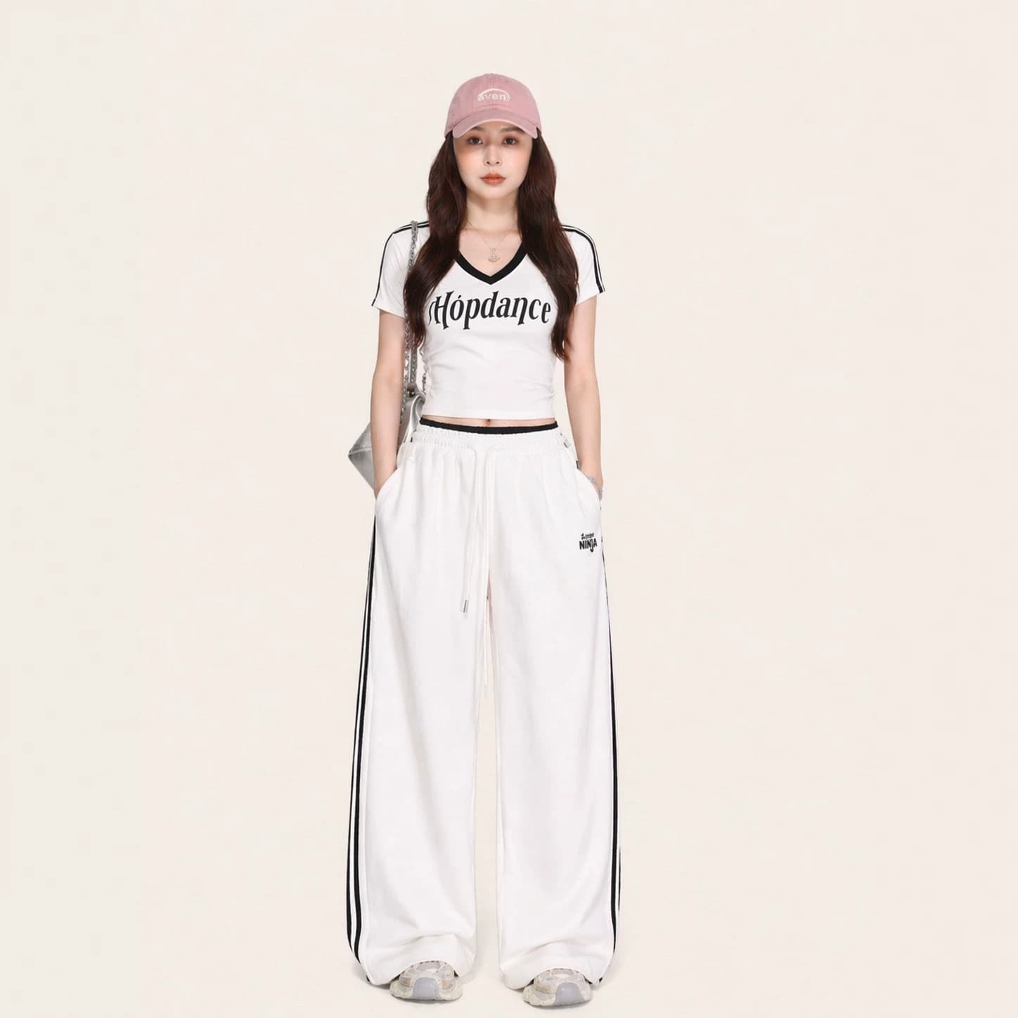 Hip Hop Jazz Dance Set American Street Style Three-Stripe Sweatpants Women's Jazz Dance Hip Hop Casual Loose Sweatpants