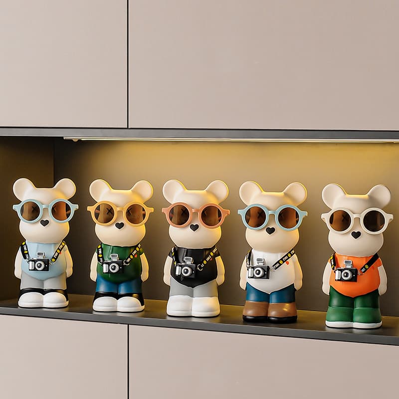 Luxurious High-End Living Room TV Cabinet Display Showcase Decorative Violent Bear Figurine Handmade Ceramic Cute Style Gift