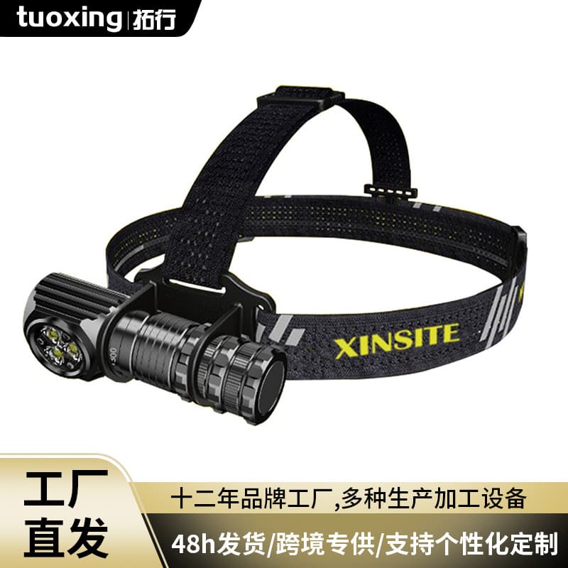 Cross-border new multi-functional aluminum alloy strong headlight with strong magnetic tail outdoor portable waterproof flashlight work light