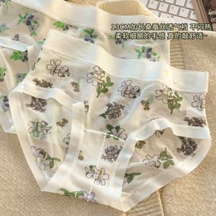 2026 New Style Girls' Panties, Sweet Full Print Floral, Extended Crotch, High Waist, Comfortable Breathable Skin-Friendly, Teen Triangle Panties