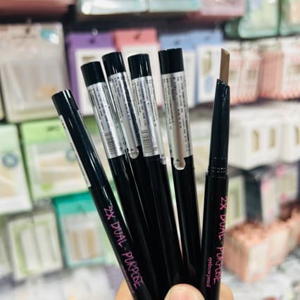 Heart Temptation Double-Ended Eyebrow Pencil with Powder Brush, Knife-Shaped Flat Brow for Beginners