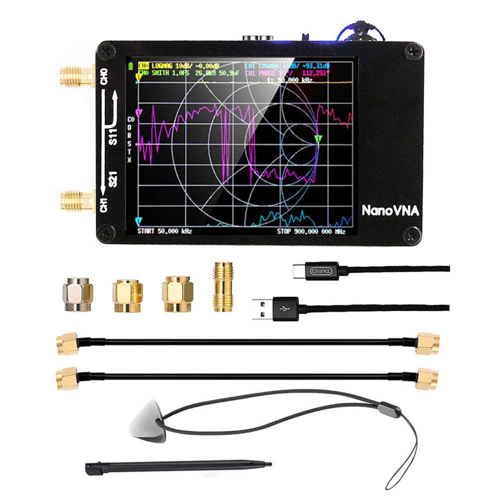 NanoVNA-H upgraded antenna vector network antenna analyzer, MF HF VHF UHF with SD card slot.