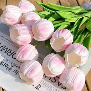 Tulip Artificial Flower Moisture-Touch Photography Prop Decorative Flower Bouquet Finished Lantern Tulip
