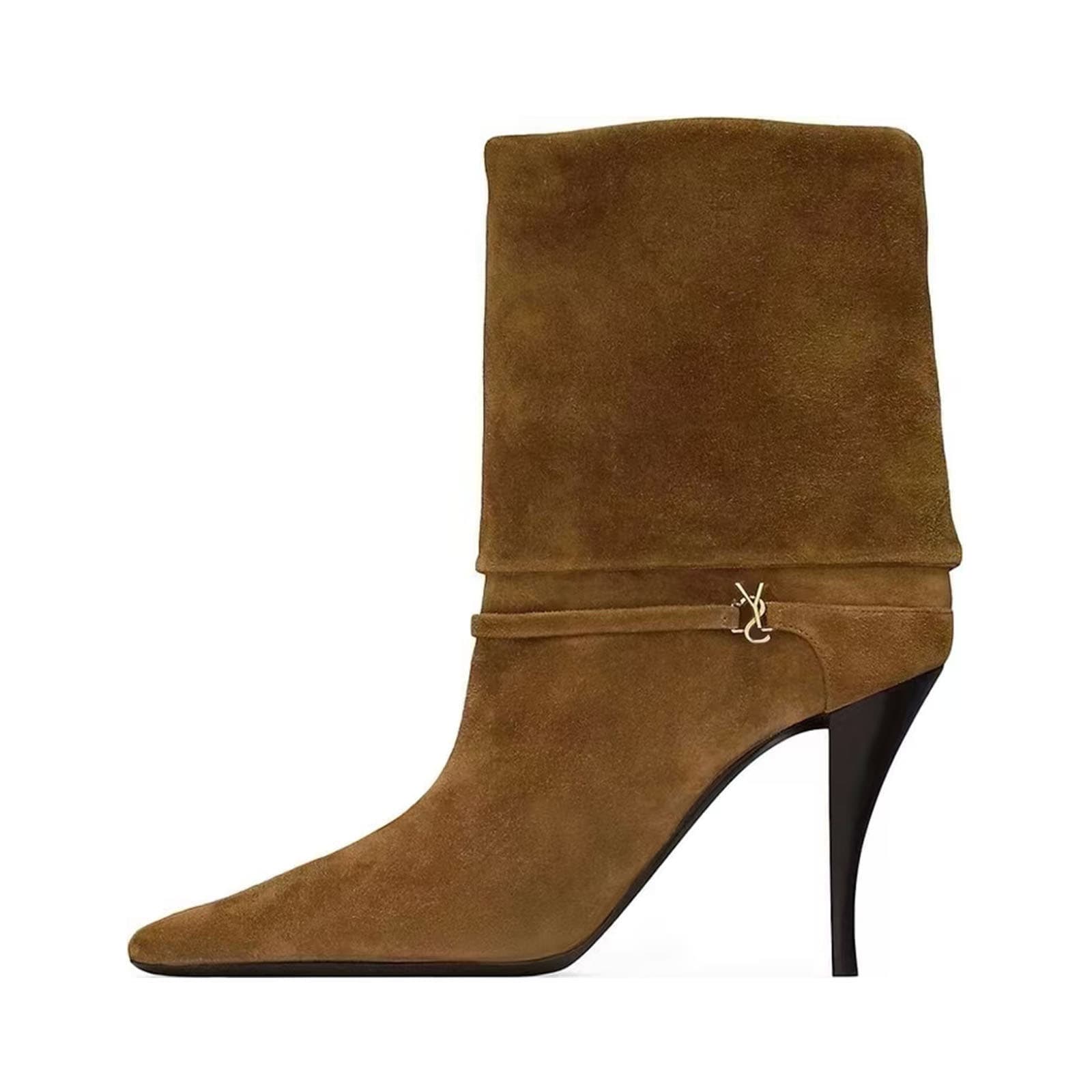 Fall Winter New European American Style Folded Ankle Boots~Pointed Toe Sleeve Stiletto Heel Elegant Fashion Boots Extra Large Size Commuter Boots