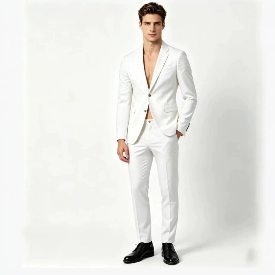Men's Double-Breasted Suit Set Business Formal Suit Korean Slim Fit Groom Wedding Tuxedo