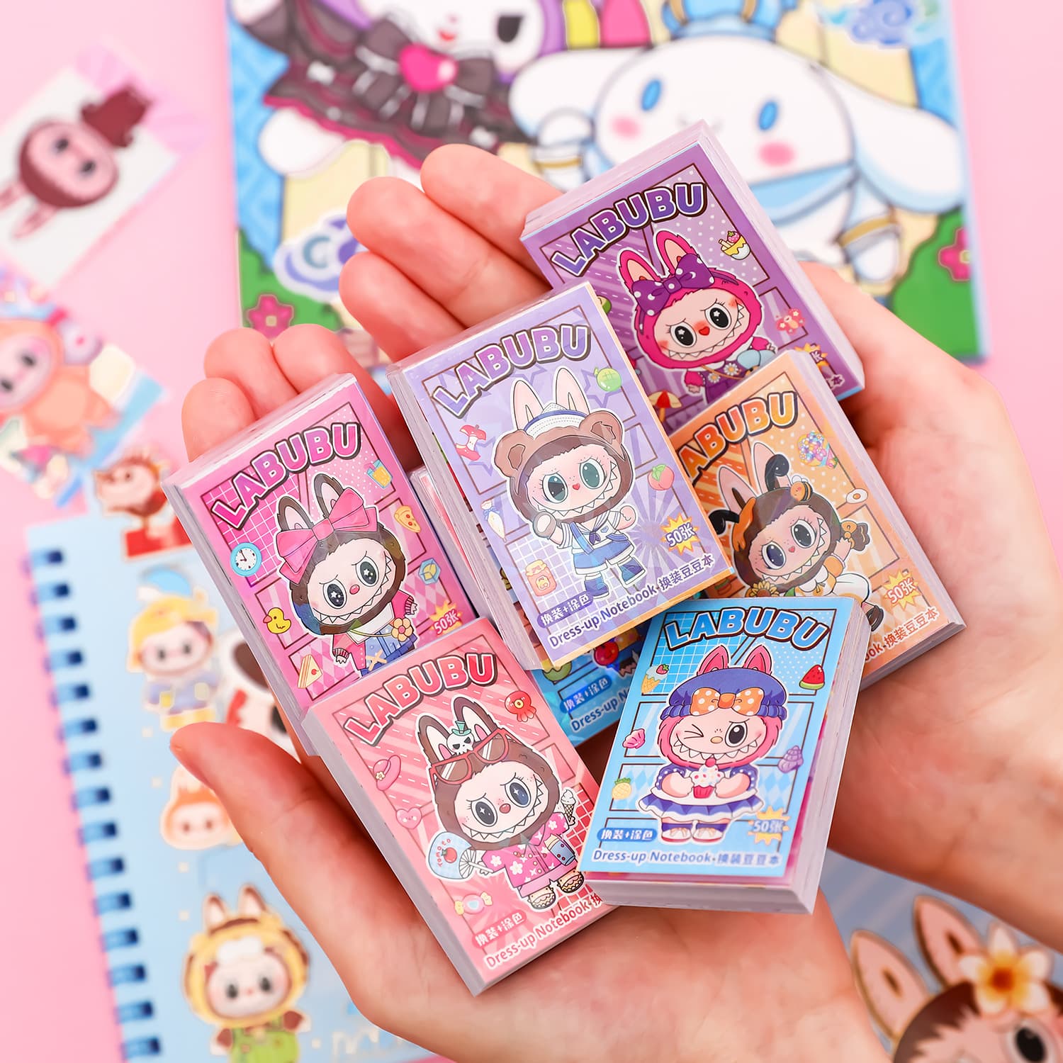 Hot-selling Labubu Dress-up Mini Bean Book, Cartoon Cute Creative Coloring DIY Quiet Book Toy