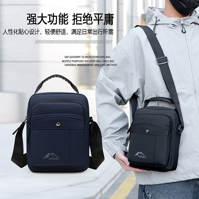 New Export Style Men's Nylon Shoulder Bag Crossbody Bag Men's Casual Multi-Zipper Backpack Large Capacity Business Men