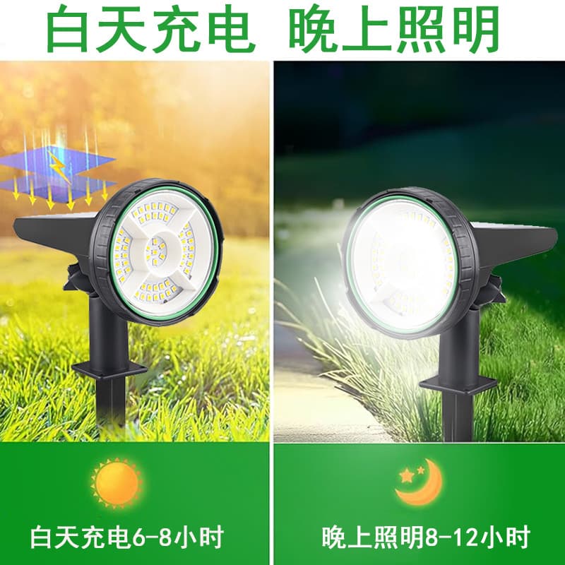 Solar RGB Outdoor Waterproof Lawn Light, Colorful Tree Uplight, Ground Insert Light, Garden Villa Courtyard Lighting
