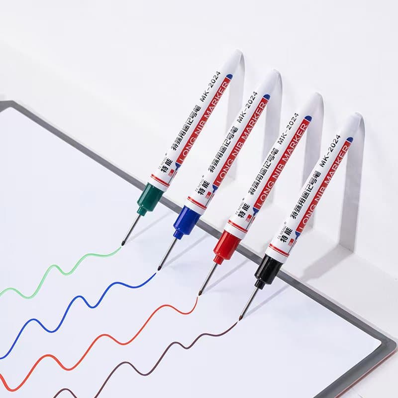 Multi-Purpose Deep Hole Long-Tip Marker, Wood and Tile Deep Hole Marking Dotting, Quick-Drying Oil-Based Bullet Woodworking Pen