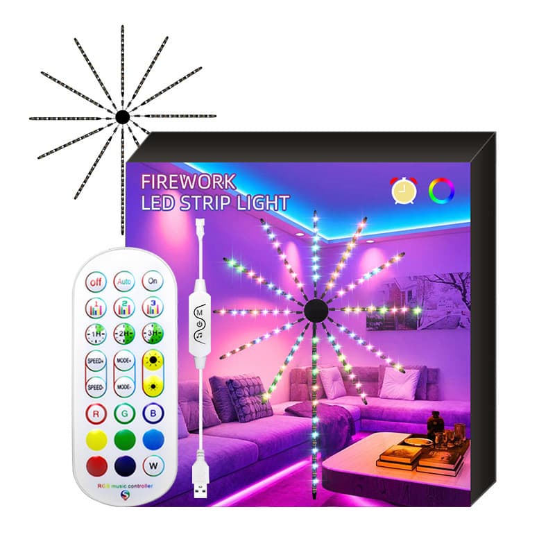 Rhythm Ambient Light Decoration LED Rainbow Firework Light Strip - Flowing RGB Bluetooth Music Light Bar