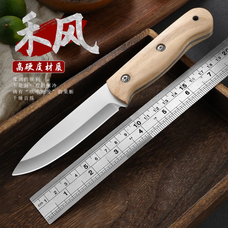 Outdoor Portable Knife Nordic Hunting Knife Survival Knife Carbon Steel Fruit Knife Meat Knife Handheld Meat Knife