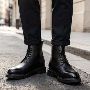Vintage Retro Men's High-Top Wide Fit Comfortable Genuine Soft Leather Short Boots Casual Leather Shoes Martin Boots