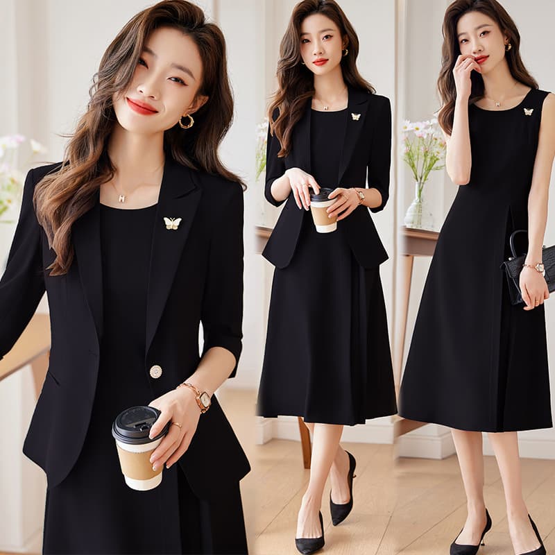 Women's Business Suit Set 2025 New Spring Autumn Blazer Jacket Formal Workwear Suit Skirt Dress