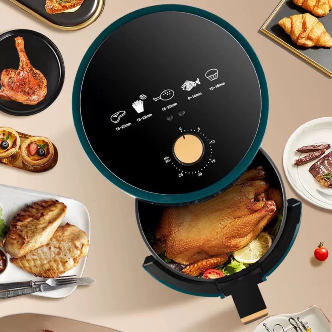 New Model Camel Air Fryer Multi-functional Household Large Capacity 4L Electric Oven Automatic Smart Chicken Fryer Gift