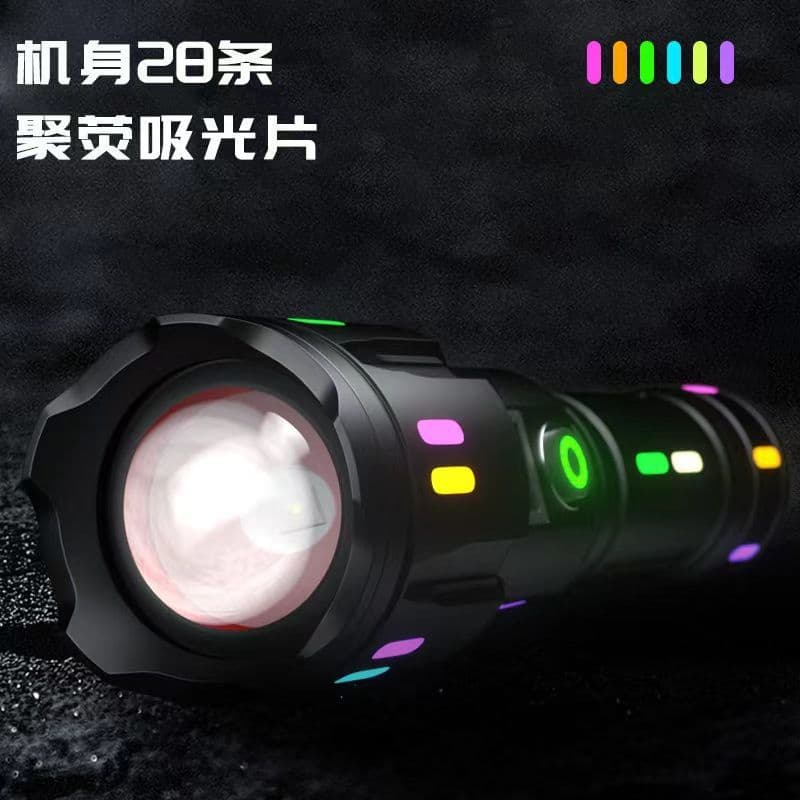 Special forces high-lumen rechargeable zoom flashlight, ultra-bright long-range outdoor lighting, laser, extended battery life searchlight.
