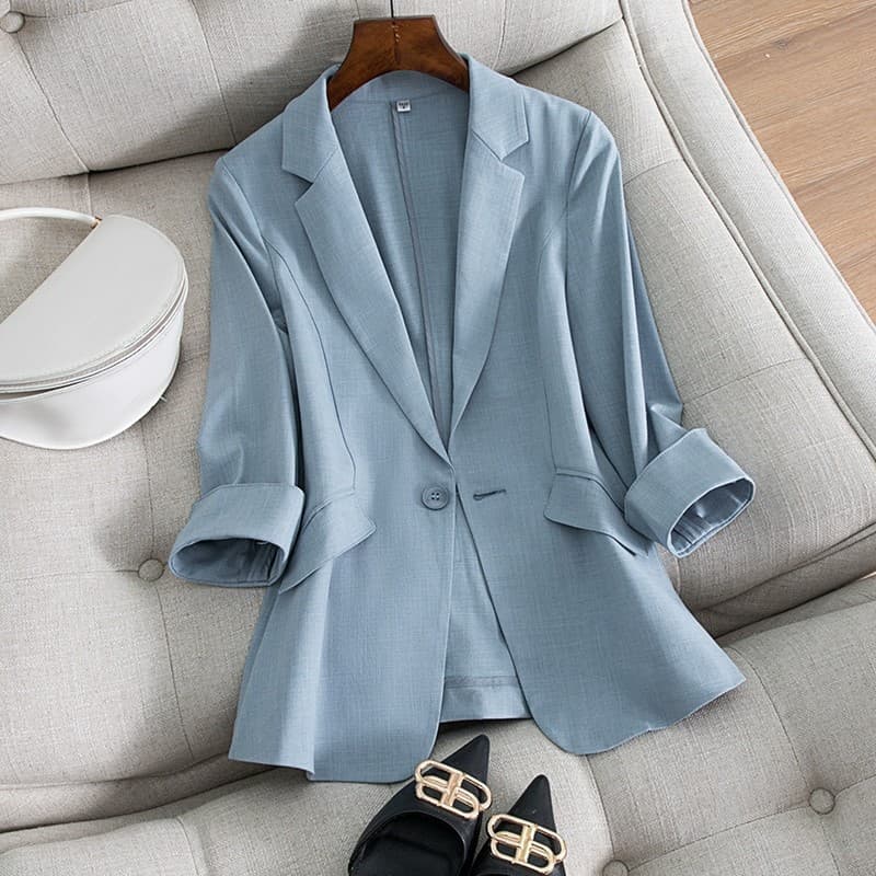 Fat mm suit for women 2026 summer new three-quarter sleeve slimming large size cotton and linen suit for fat girl 200 catties jacket