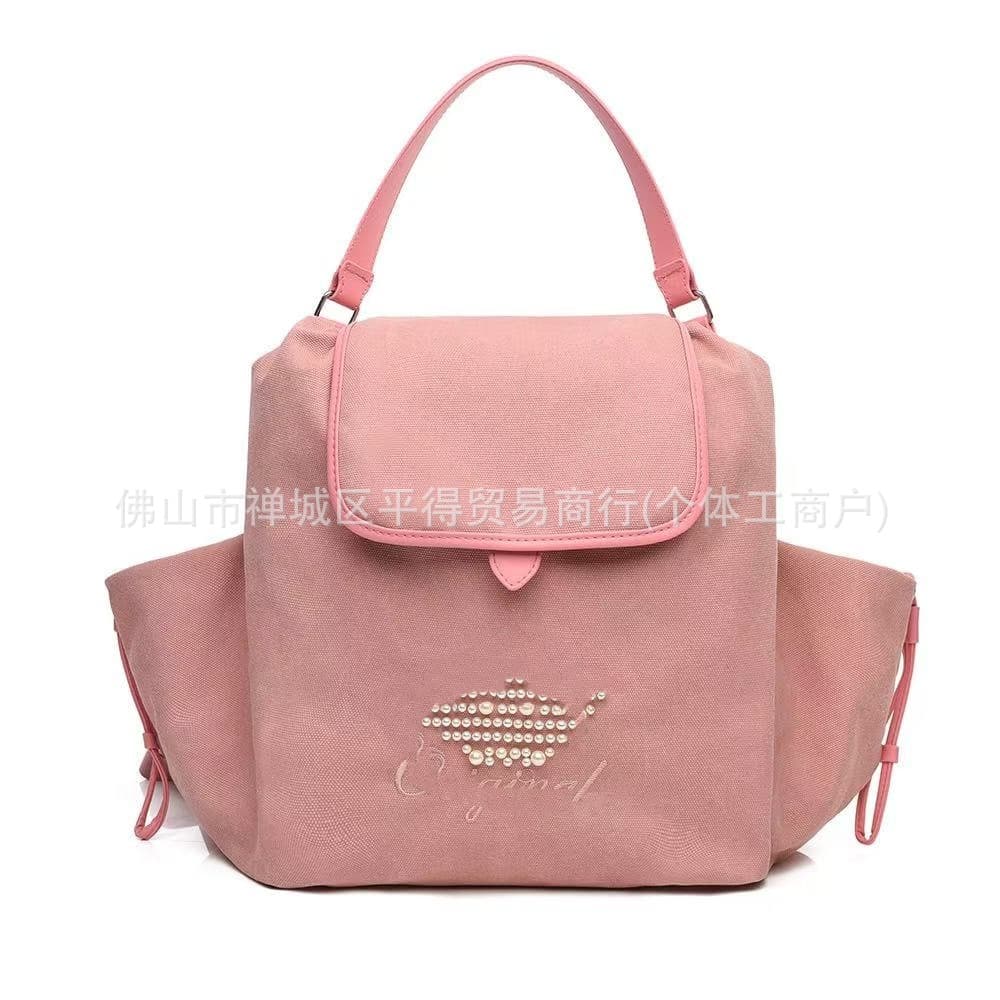 Trendy Pearl Pink Vintage Washed Large-Capacity Denim Tote Bag for Women, Casual Style, Crossbody with Multiple Ways to Wear