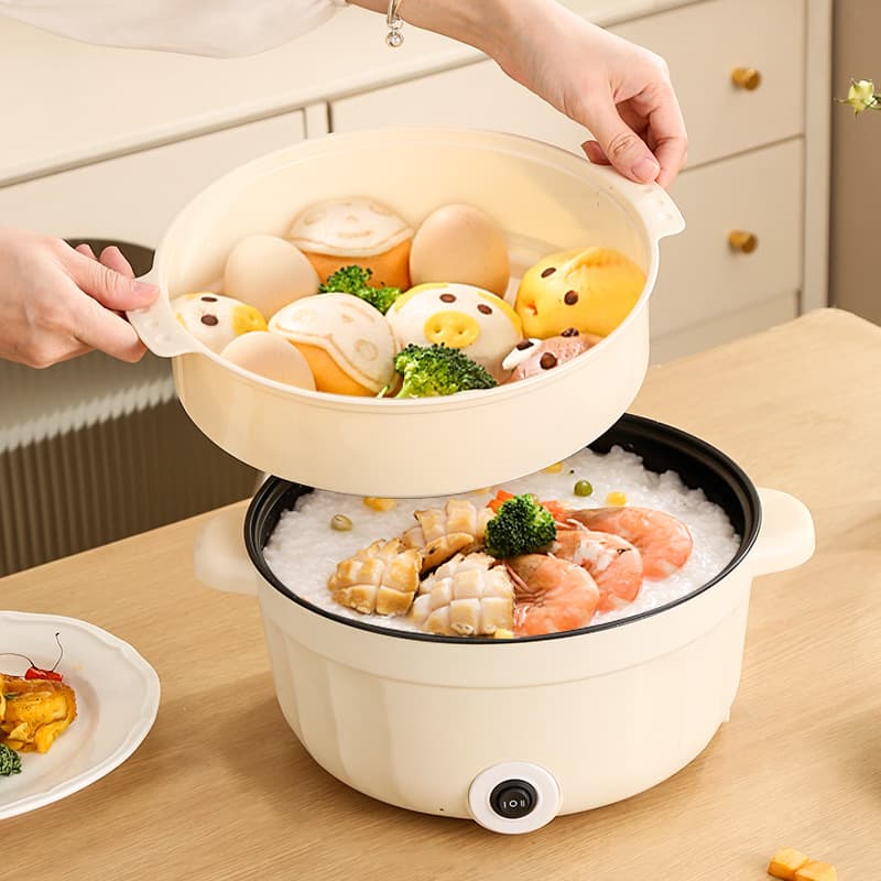 Factory Stock Household Frying Electric Heating Double-Handle Pot Student Dorm High Power Steaming and Boiling All-in-One Dorm Electric Hot Pot