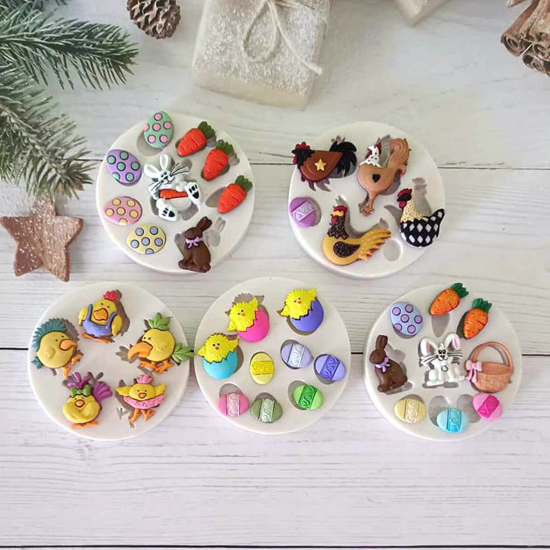 New Easter Bunny Egg Fondant Silicone Mold Chick Chocolate Cake Baking Mold Resin Mold