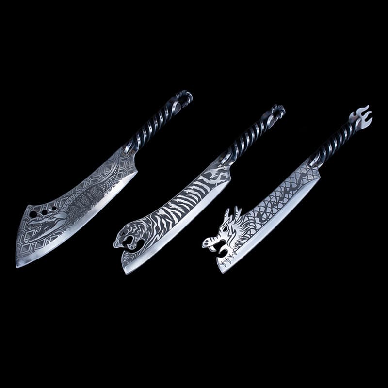 Longquan Xia Ke Tang kitchen knife, one-piece forged cooking knife, alligator chopper, twisted steel handle sashimi knife, boning knife