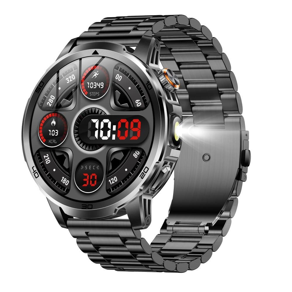 New AK95 Smart Watch 1.85-inch LED Flashlight Bluetooth Calling Heart Rate Camera Men's Fitness Band