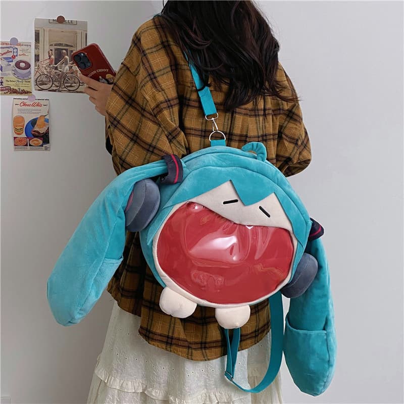 Hatsune Miku Two-dimensional Plush Pain Bag Backpack Doll School Bag Backpack Daily Commuting Hatsune Miku Pain Bag