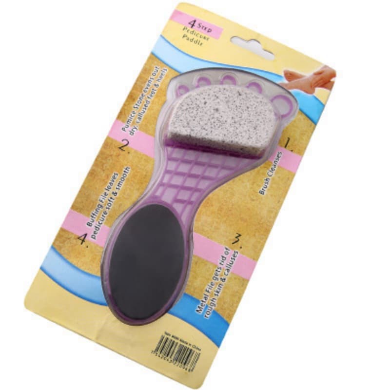 4-in-1 foot care set with pumice brush and dual-sided stone for dead skin and calluses