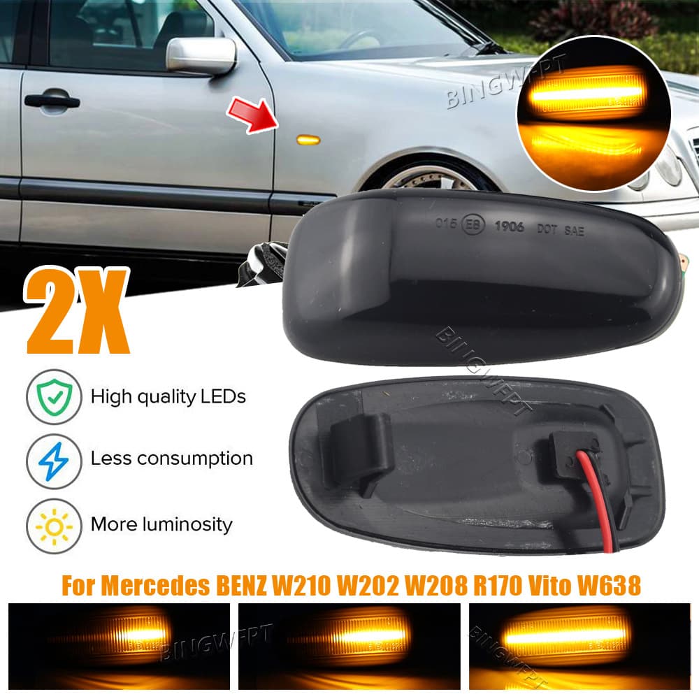 Suitable for Mercedes-Benz E-Class W210 W202 W638 Dynamic Flowing Water Fender Edge Light Signal Light