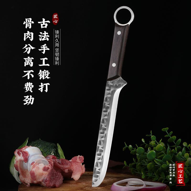 Factory Direct Supply Forged Stainless Steel Boning Knife, Mongolian Hand-Held Meat Division Knife, Sharp Hotel Meat and Fruit Slicer