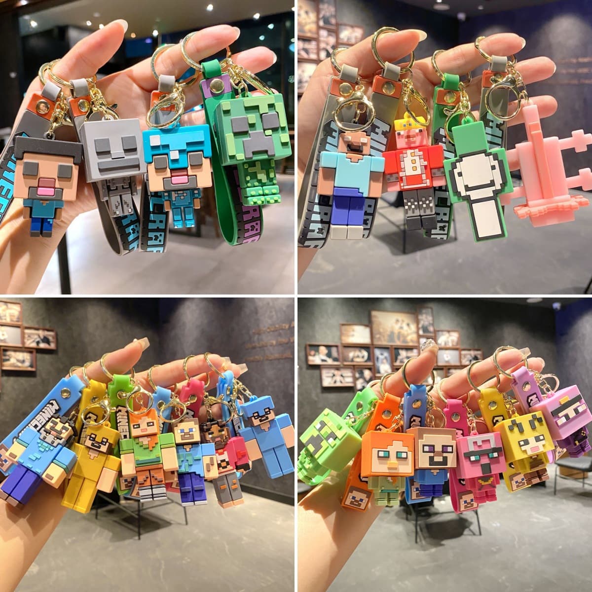 3D Sandbox Game Minecraft Keychain Cute Doll Pendant Car Bag Keychain