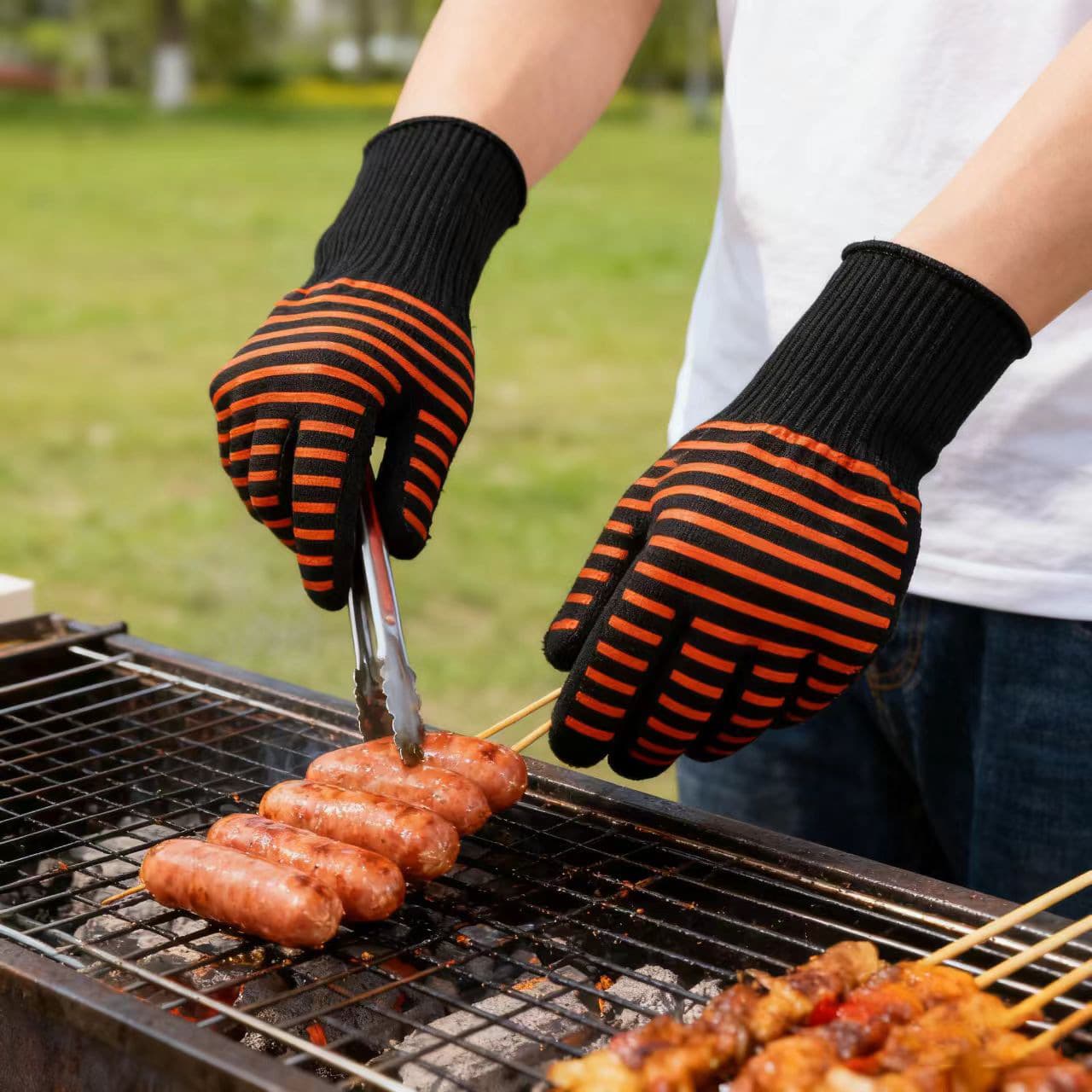 Factory Stock Heat-Resistant Gloves, Insulated Anti-Scald Fireproof Wear-Resistant Flame-Retardant for BBQ, Microwave, Oven, Baking
