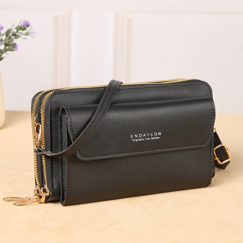 2026 New Trendy Triple-Zip Phone Wallet, Long Women's Large Capacity Purse, Clutch & Crossbody Bag
