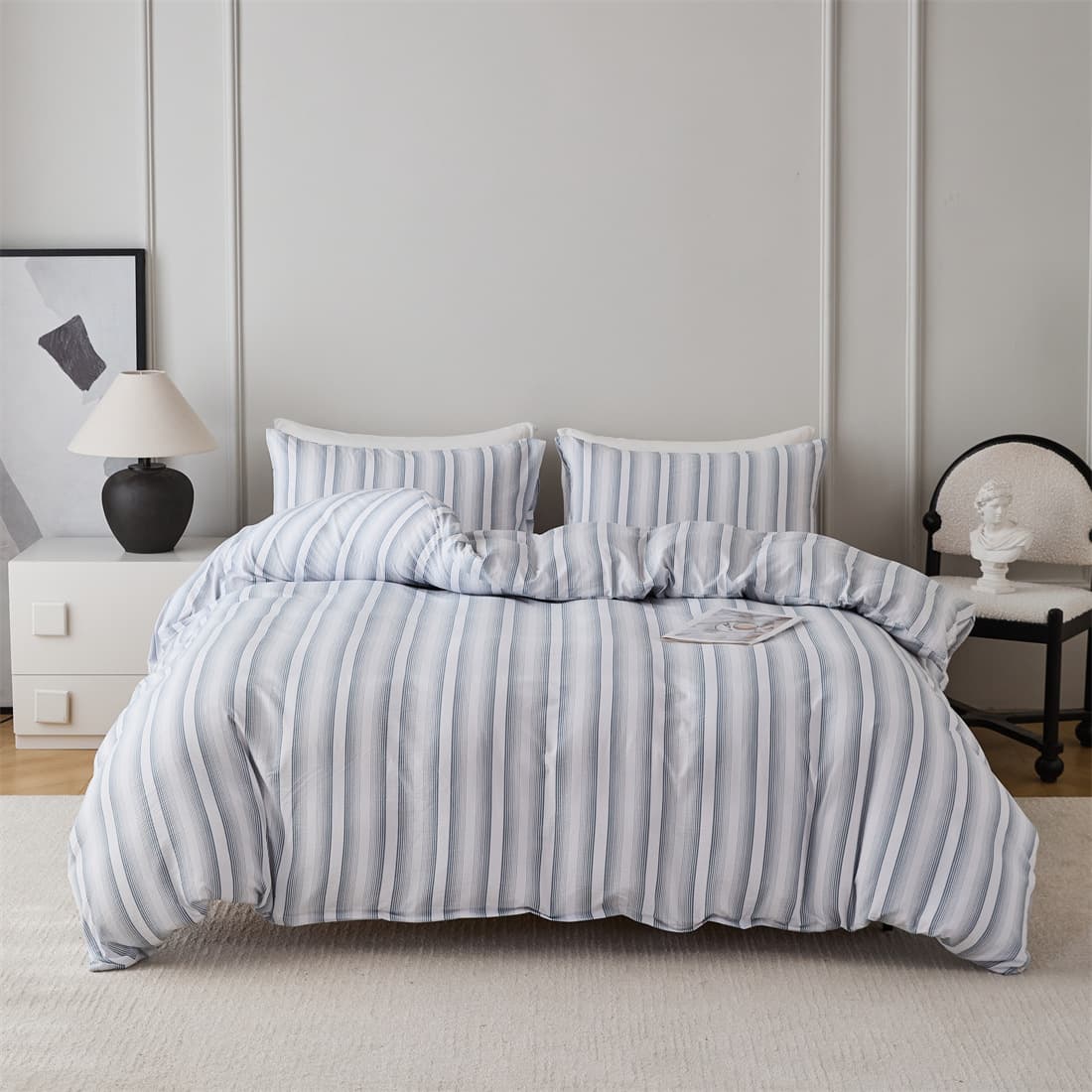 Foreign trade cross-border printed washed cotton quilt cover three-piece set bedding Amazon quilt cover pillowcase supply wholesale