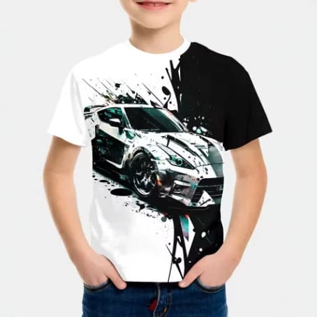 2026 Short Sleeve Children's Clothing Boys T-Shirt Short Sleeve Fashion Racing Pattern T-Shirt Casual Street Wear Boys Clothing