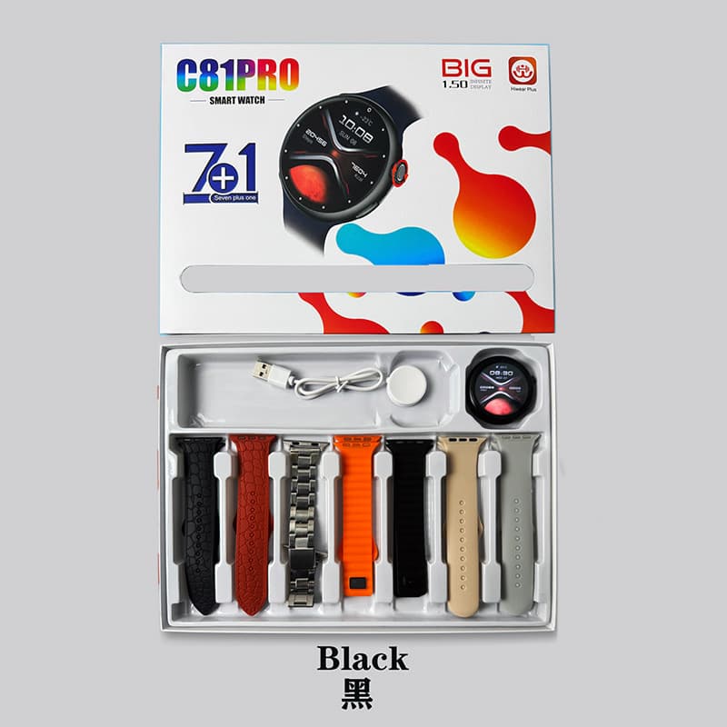 Smart Watch Set with 7 Bands, Bluetooth Calling, Heart Rate, Sports, Pedometer, Calorie Tracking, Cross-border Smart Watch